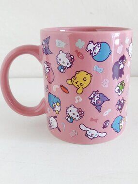 Sanrio Hello Kitty "Hello Kitty & Friends" Rose Pink Ceramic Mug (Listing 1)